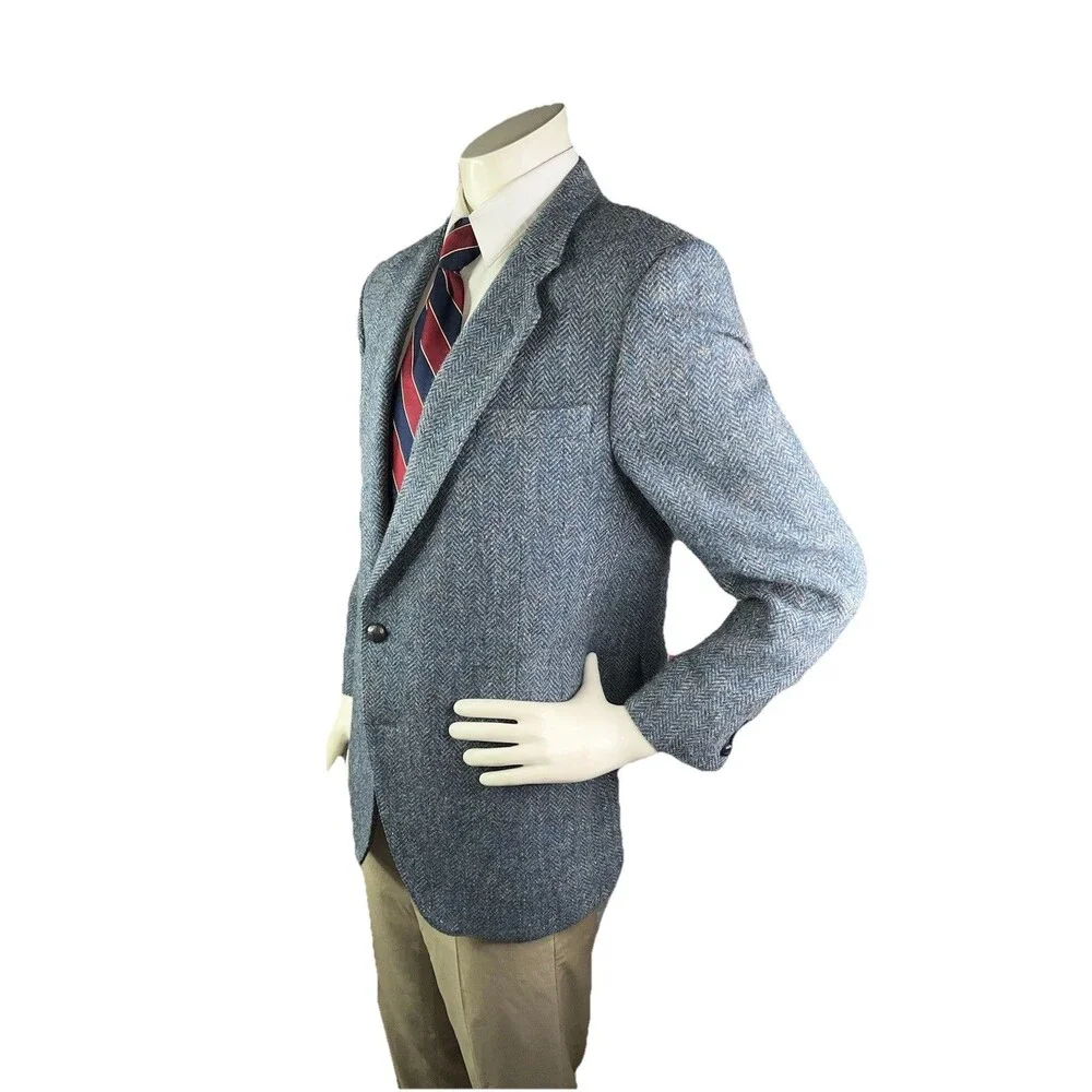 Donelgal Tweed Irish Wool Blazer Men 42R Herringbone Sports Coat Wellington